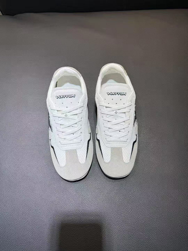 LV Rally Sneaker Gray White Calfskin Suede and Mesh Fabric