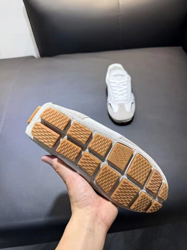 LV Rally Sneaker Gray White Calfskin Suede and Mesh Fabric