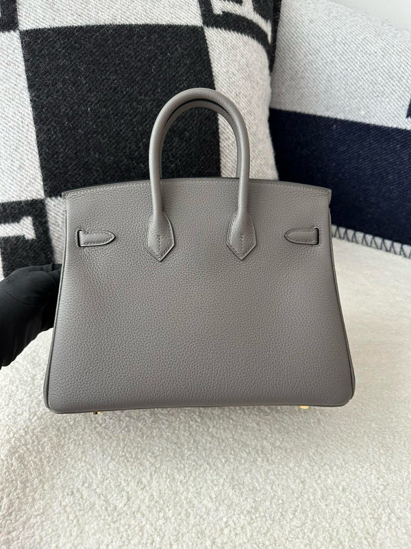 HM BIRKIN 25cm Gris Etain Pelle Togo Hardware Oro
