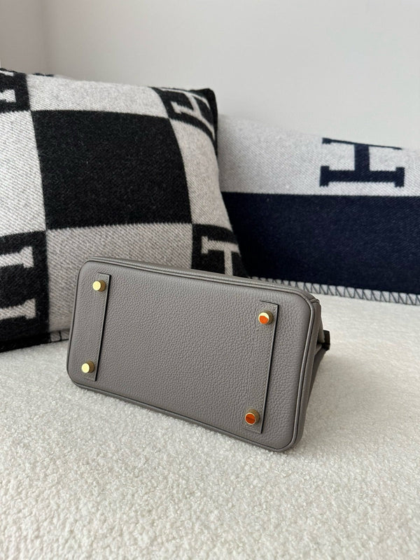 HM BIRKIN 25cm Gris Etain Pelle Togo Hardware Oro