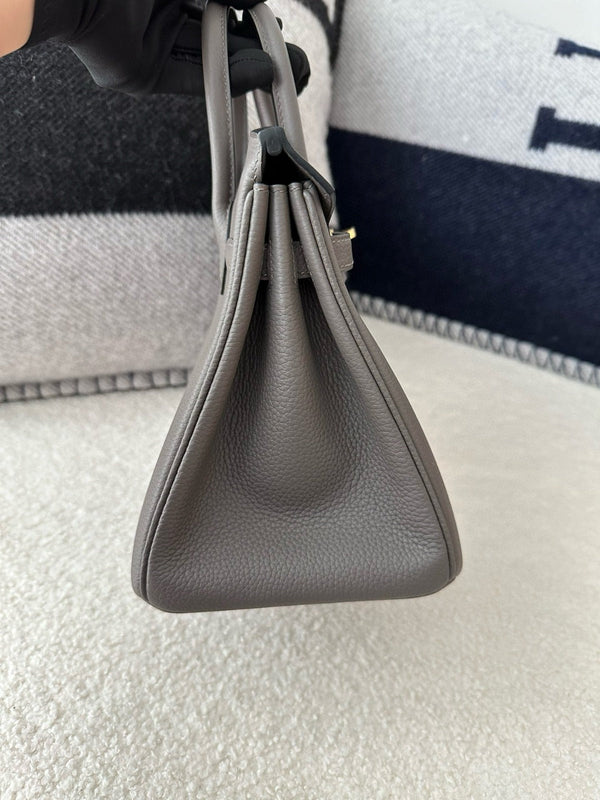 HM BIRKIN 25cm Gris Etain Pelle Togo Hardware Oro