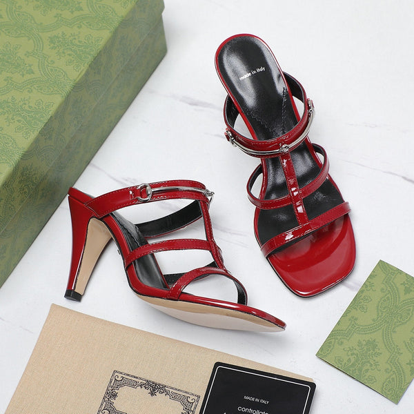 SANDALO GG SLIM HORSEBIT SLIDE ROSSO