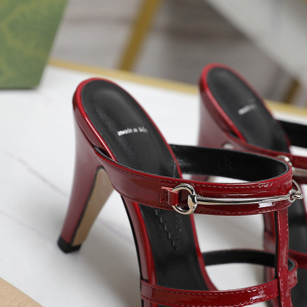 SANDALO GG SLIM HORSEBIT SLIDE ROSSO