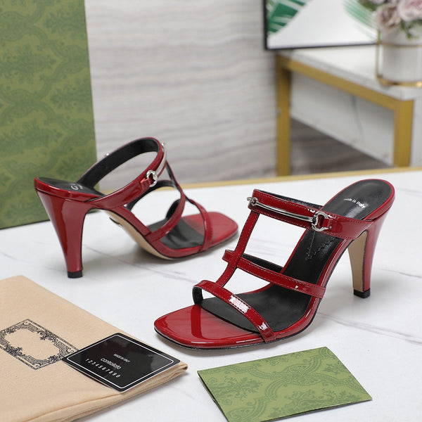 SANDALO GG SLIM HORSEBIT SLIDE ROSSO