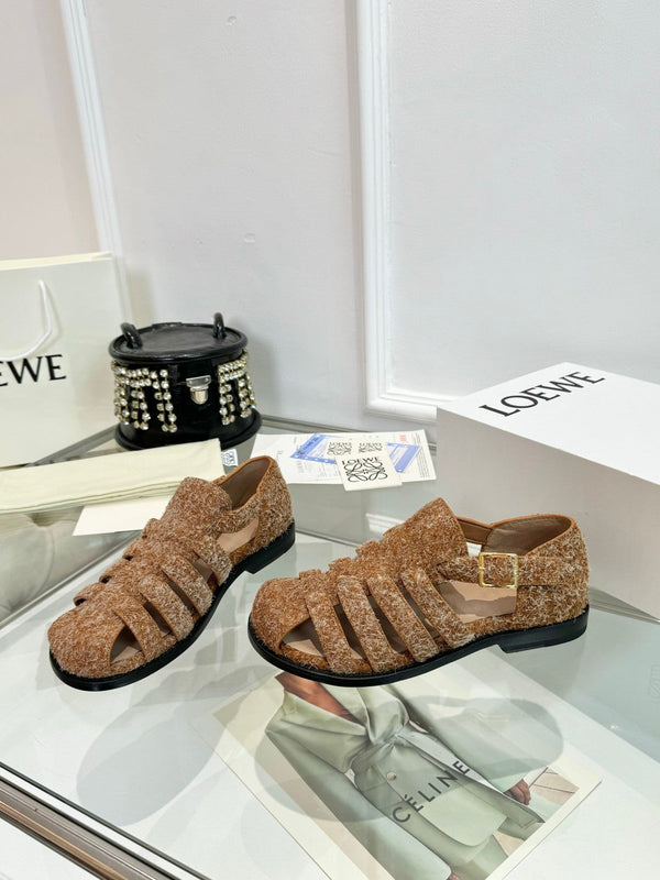 Loewe Campo Sandals Snowflake Cow Suede 246500