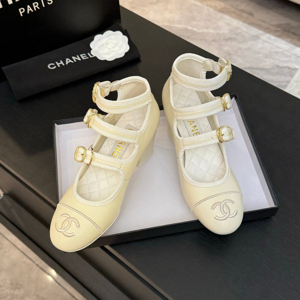 CC 25S Mary Jane 70mm Triple Strap Calfskin