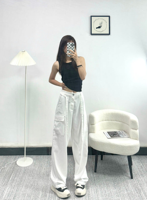 CC 26s Pantalon droit en lin, rayonne et polyester blanc 363900