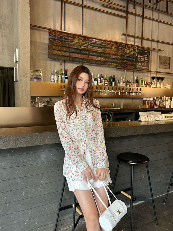 CD 26s Print Long-Sleeve Shirt White Polyester 367039