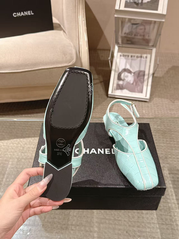 CC 26S Square-Toe Slingback Flats Detail Leather 148811