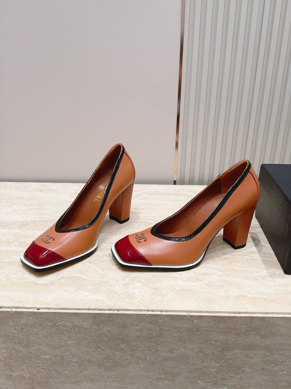 CC 27S Pumps 9cm Toe Cap Interlocking Logo Leather 196231