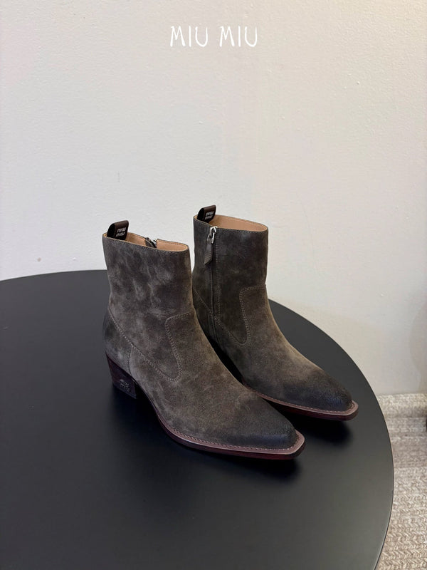 Miu 26s Western Ankle Boots Suede