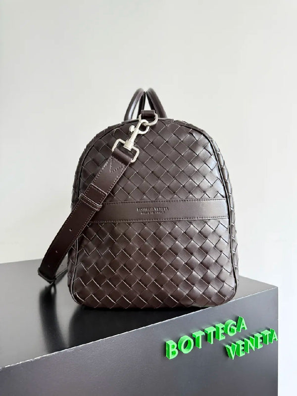 BV 25s Replica Bottega Veneta Duffel Bag Deep Brown Intrecciato leather