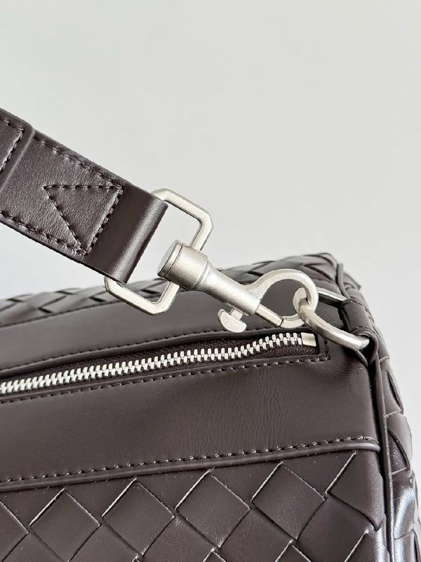BV 25s Replica Bottega Veneta Duffel Bag Deep Brown Intrecciato leather