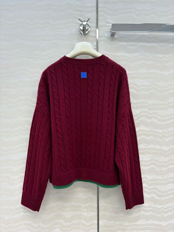 LOEWE Layered cable-knit wool sweater with logo