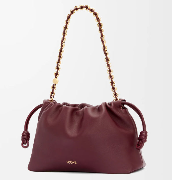 Loew Medium Flamenco Bag 30cm Dark Burgundy Lambskin