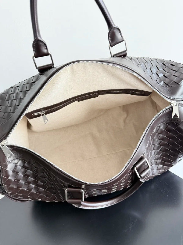 BV 25s Replica Bottega Veneta Duffel Bag Deep Brown Intrecciato leather