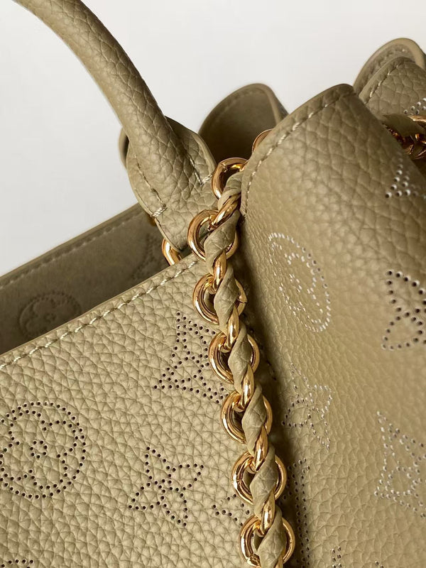 BELLA TOTE 32 IN ROSEMARY PERFORATED CALFSKIN GOLD HARDWARE