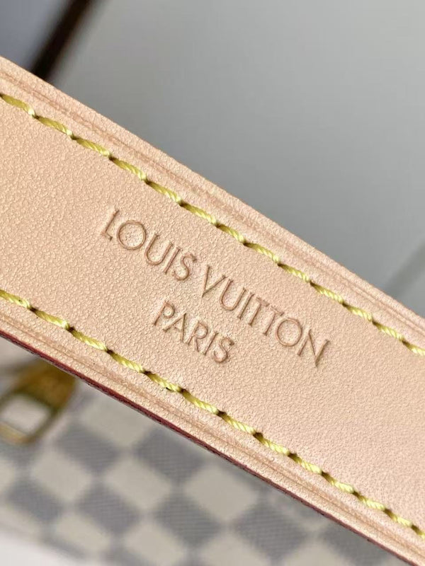 Slouchy PM 33cm Black White Damier Azur Coated Canvas & Cowhide