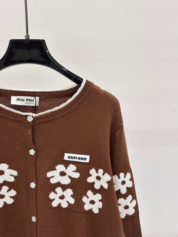 Miu 2026 Crew-Neck Embroidered Cardigan Wool 431814