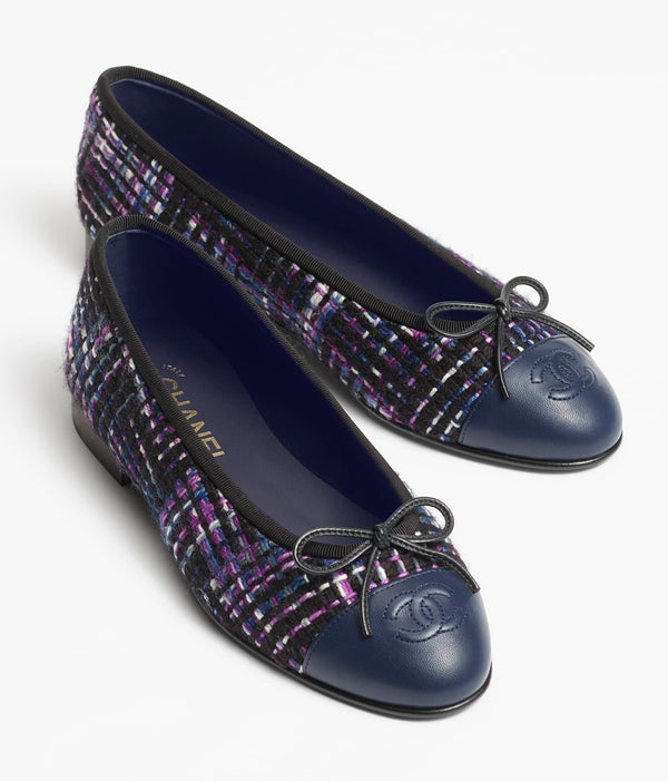 ballerine nere viola blu tweed