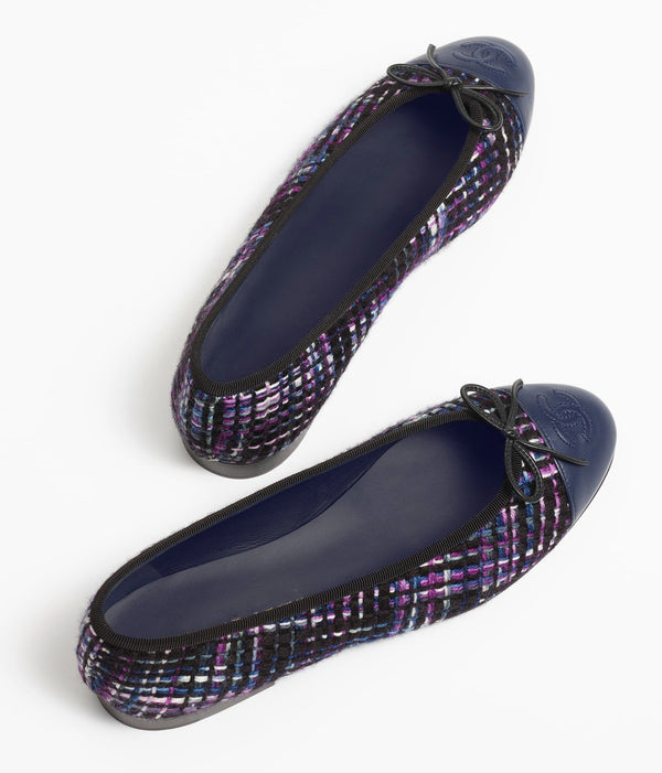 ballerine nere viola blu tweed