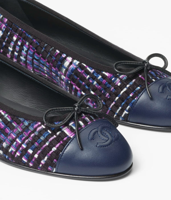 ballerine nere viola blu tweed