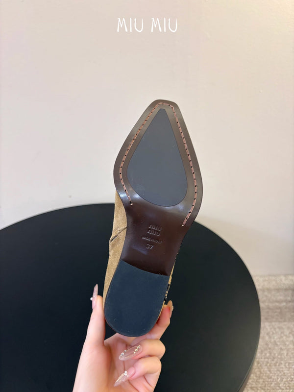 Miu 26s Western Ankle Boots Suede