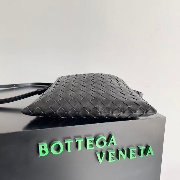 BV Mini Hop Hobo Bag Black Intrecciato Calfskin