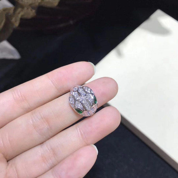 ANELLO SERPENTI SERPENTE MALACHITE ARGENTO DIAMANTE