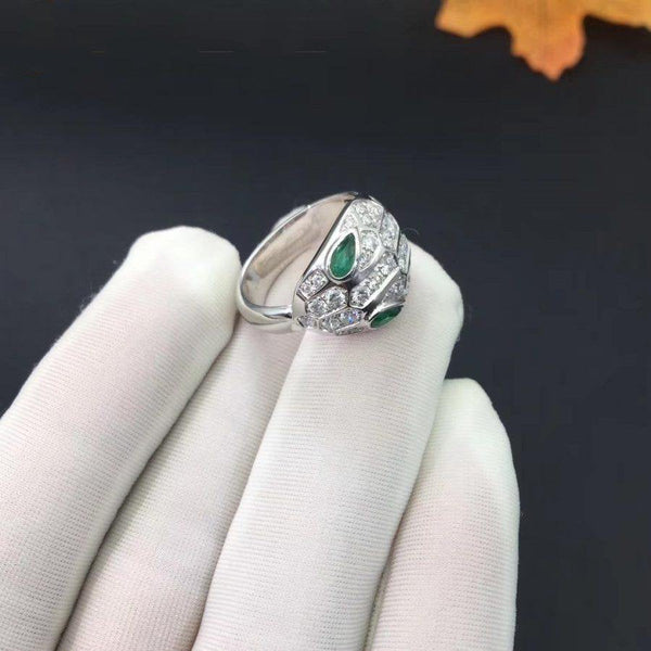 ANELLO SERPENTI SERPENTE MALACHITE ARGENTO DIAMANTE