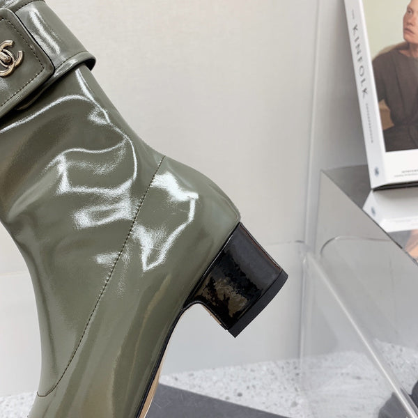 CC 2026 Cap Toe Ankle Boots 4.5CM Patent Leather 162178