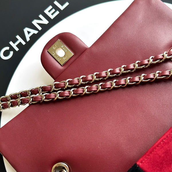 CC 2026 Flap Patchwork Bag 24.5cm Multicolors Suede Leather