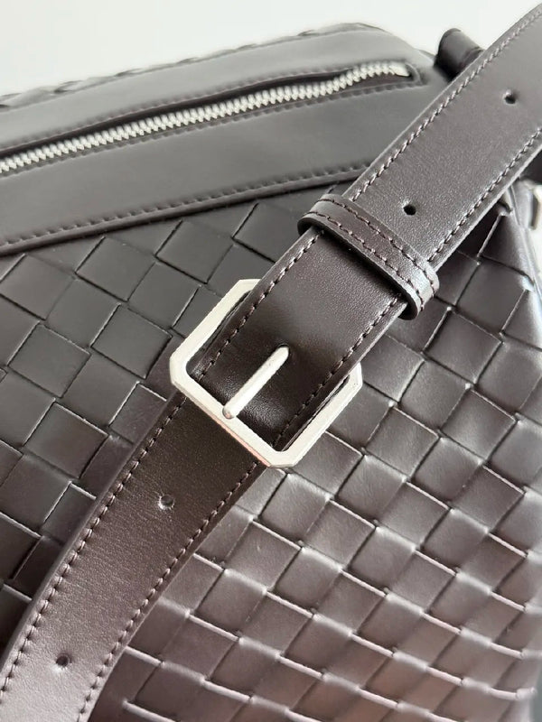 BV 25s Replica Bottega Veneta Duffel Bag Deep Brown Intrecciato leather