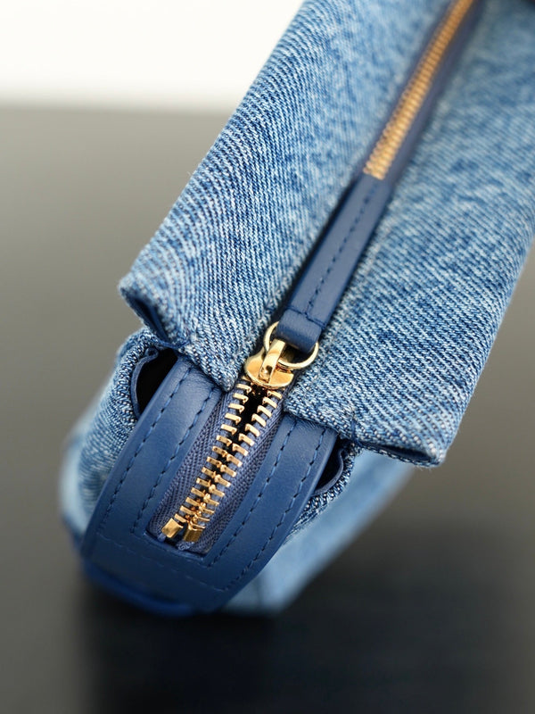 CC 2026 Double C Clutch Bag 29.5cm Blue Denim Leather