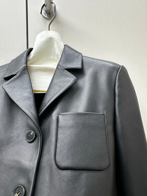 Miu 2026 Short Blazer Black Leather 418940