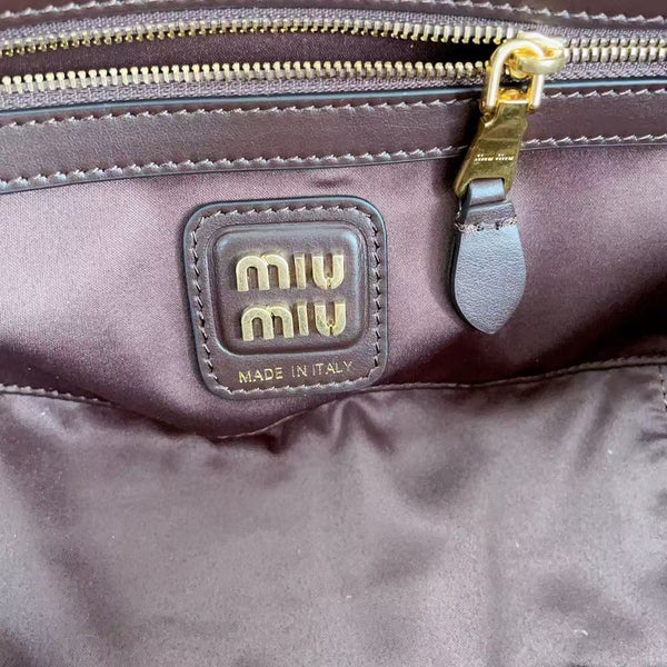 Sac à main Miu 5BB147 28cm Tweed Marron Beige