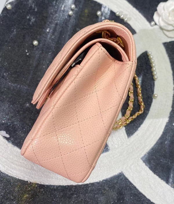 CC classic flap bag 23 pink beige caviar lamskin