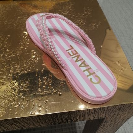 CC 25 Thong Sandal Braided Striped Pink White