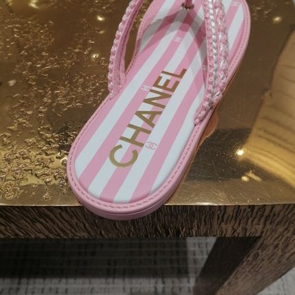 CC 25 Thong Sandal Braided Striped Pink White