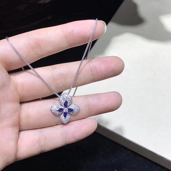 HORTENSIA NECKLACE AGATE DARK SILVER DIAMOND