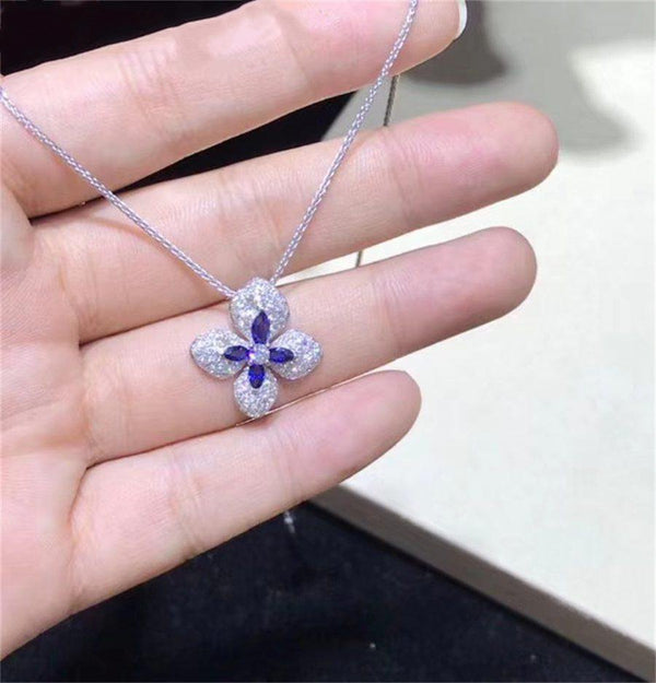 HORTENSIA NECKLACE AGATE DARK SILVER DIAMOND