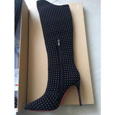 CL Alta Botta Plume Boots 100mm Suede Studded Black