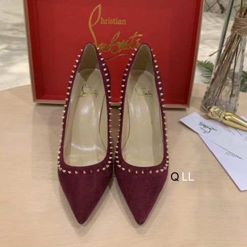 CL Anjalina Spike Pumps Suede Burgundy