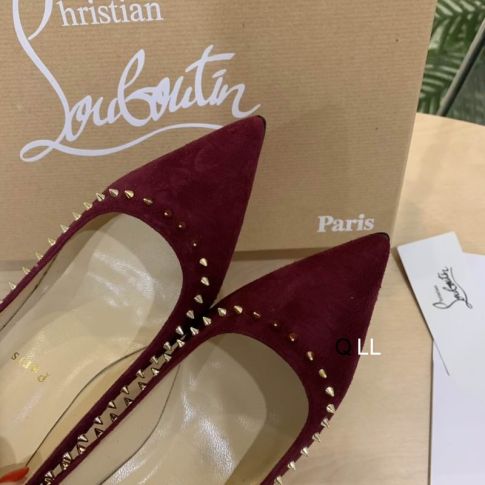 CL Anjalina Spike Pumps Suede Burgundy