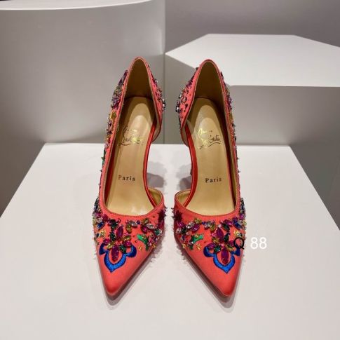 CL Brodiriza Embellished D'orsay Pumps 100mm Satin Multicolor