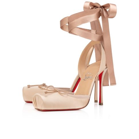 CL Cassia Lace Up 100Mm Strappy Pumps Crepe Satin Blush