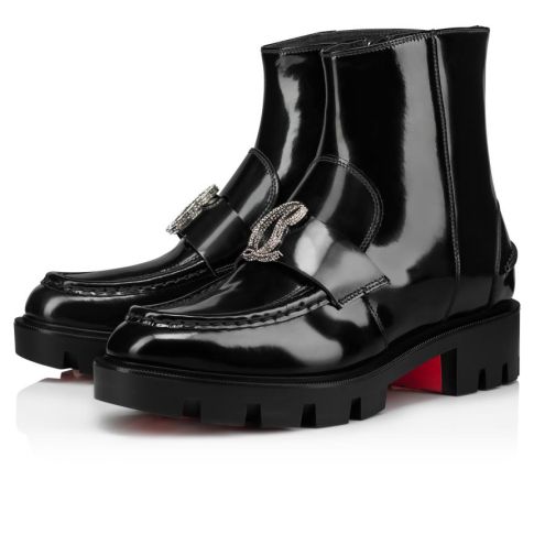 CL Moc Ankle Boots Calf Leather And Strass Black