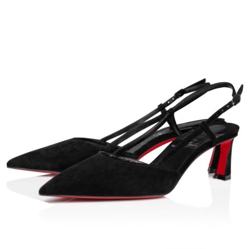 CL Condoroline 55 mm Sling Back Pumps Veau Velours Nero