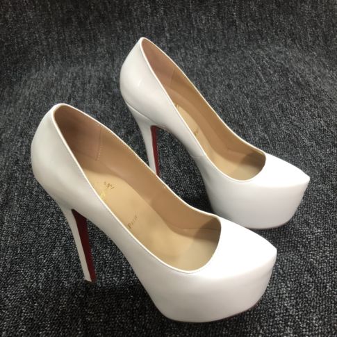 CL Daffodile Platform Pumps 160mm Pelle Verniciata Bianca