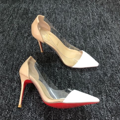 CL Debout Pumps Leather And PVC White Nude